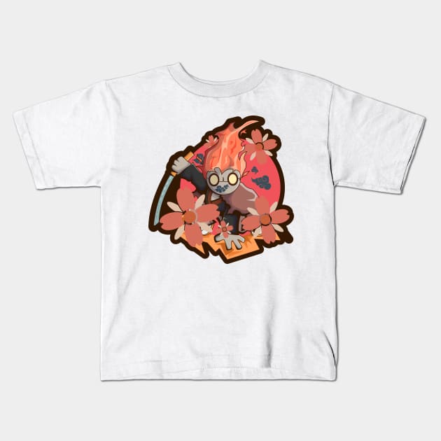 Samurai flames warrior character Kids T-Shirt by HHDesignStd